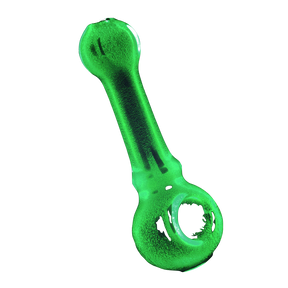 UV Reactive Glow in the Dark Green Spoon Pipe, 4.25" Borosilicate Glass, Portable Design
