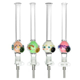 Variety of Glow in the Dark Dab Straws, 6.25" length, 10mm female joint, front view on white