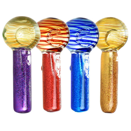 Assorted 5" Glow in the Dark Freezable Glycerin Spoon Pipes in vibrant colors, front view on white background
