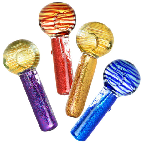 Assorted Glow in the Dark Freezable Glycerin Spoon Pipes - 5" with Unique Swirl Designs
