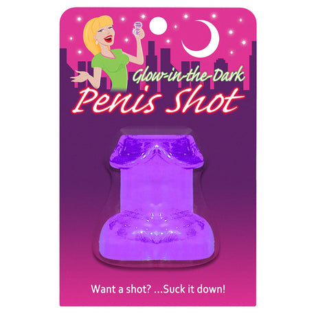Glow in the Dark Penis Shot Glass, 1.5oz Borosilicate, Party Accessory Front View