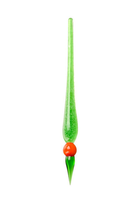 6" Glow in the Dark Pyrex Glass Dabber Tool with Assorted Colors, Front View on White Background