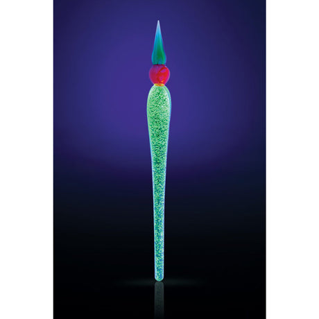 6" Glow in the Dark Pyrex Glass Dabber Tool for Concentrates, Front View on Gradient Background