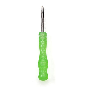 Glow in the Dark Green Resin Handle Dab Tool from The Stash Shack, front view on white background