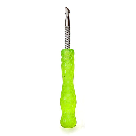 Glow in the Dark Yellow Resin Handle Dab Tool from The Stash Shack, front view on white background