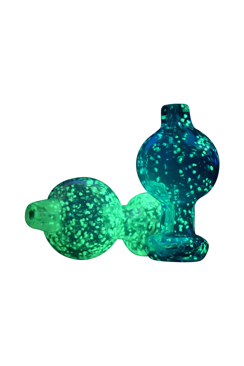 Glow in the Dark Speckled Ball Carb Cap for Dab Rigs, Borosilicate Glass, Side View