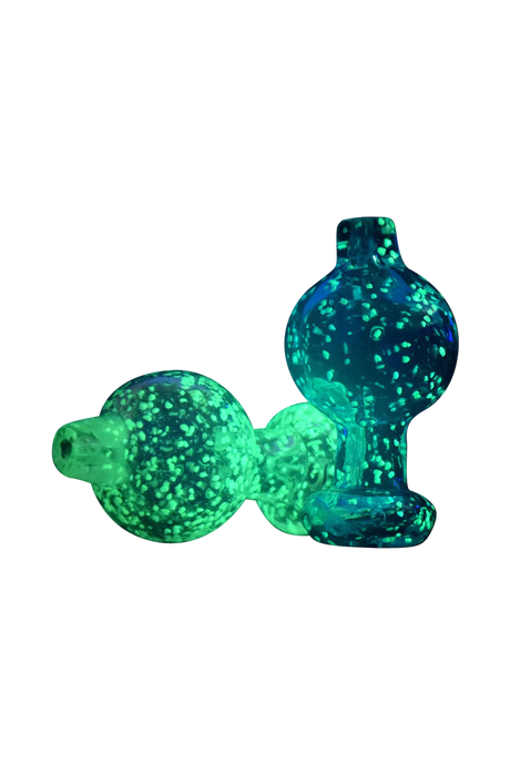 Glow in the Dark Speckled Ball Carb Cap for Dab Rigs, Borosilicate Glass, Side View