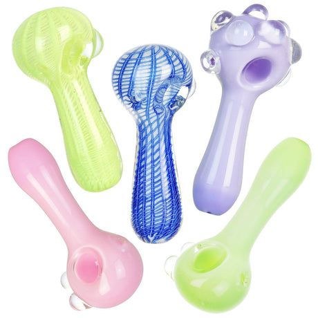 Assorted Glow in the Dark Spoon Pipes, Borosilicate Glass, Portable Design - 10 Pack