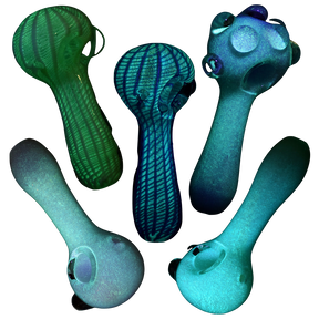 Assorted Glow in the Dark Spoon Pipes made of Borosilicate Glass, Portable Design - 10 Pack