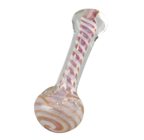 Glow in the Dark Swirl Hand Pipe with color-changing design, side view on white background