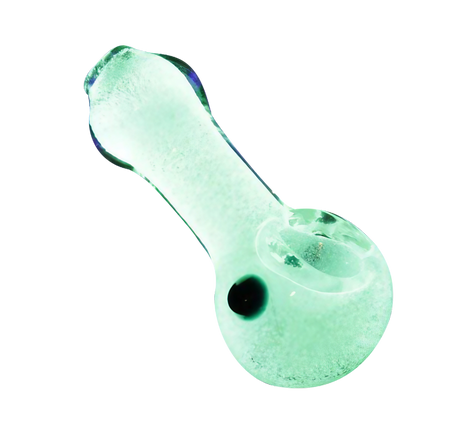 Glow Spoon Hand Pipe with Marble, UV Reactive Borosilicate Glass, Portable 3" Size