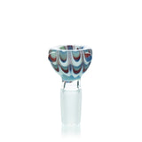 Lucky Goat Groovy Glass Bowl 14mm - Front View with Colored Swirl Design