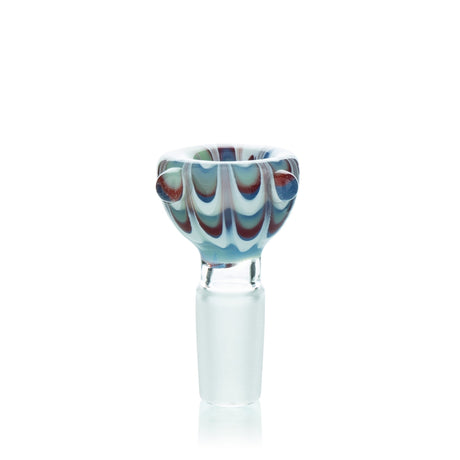 Lucky Goat Groovy Glass Bowl 14mm - Front View with Colored Swirl Design