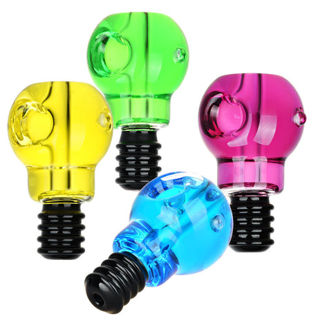 Colorful Glycerin-Filled Light Bulb Hand Pipes - 4 Inch, Borosilicate Glass, Angled View