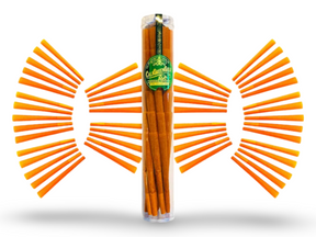 CaliGreenGold Goji Berry Infused King Cones pack with bamboo tool, front view on white background