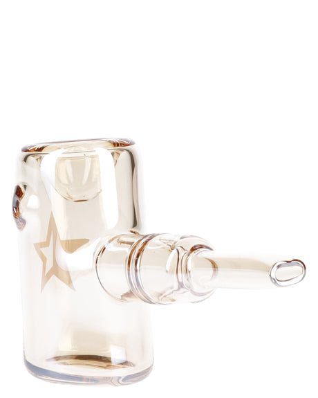 Gold Fumed Sherlock Pipe by Valiant Distribution, 5 Inch, Color-Changing Borosilicate Glass, Side View