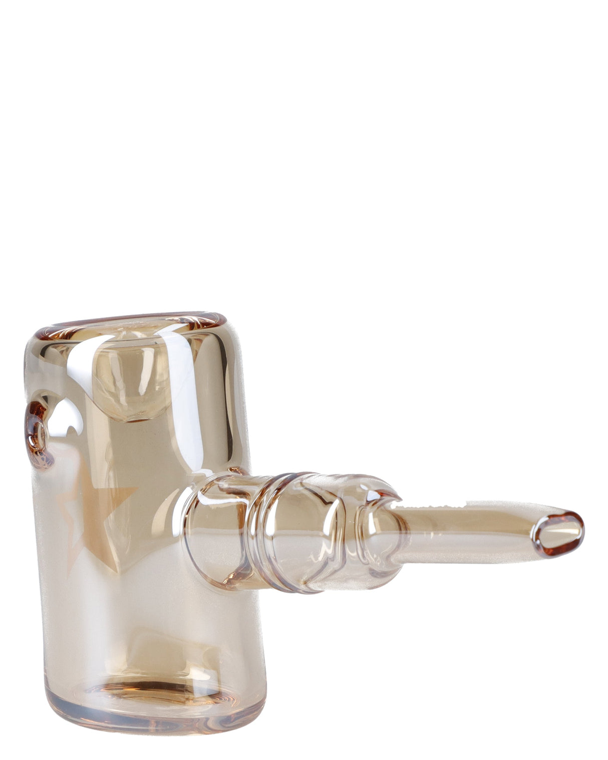 Valiant Distribution Gold Fumed Sherlock Pipe, 5 Inch, Borosilicate Glass, Side View