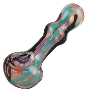 Gold Fumed Wig-wag Hand Pipe with Swirl Design, Borosilicate Glass, 4" Length