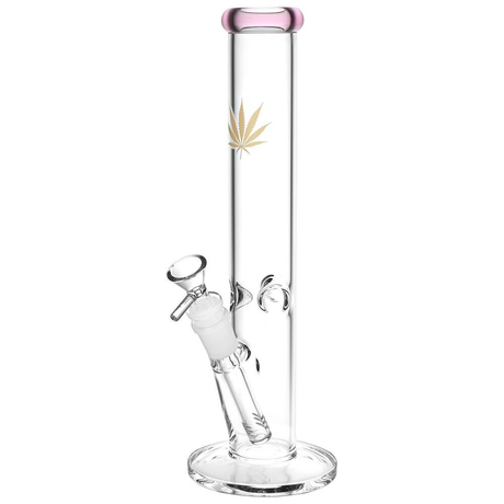 Gold Hemp Leaf Straight Tube Water Pipe | 14mm F | Colors Vary