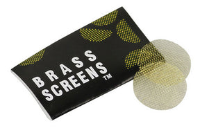 Pack of 100 Gold/Brass Screen Filters for Pipes, 1/2" Size, on White Background
