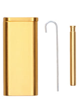 Golden Metal One-Hitter Dugout with Poker - 4in Compact Design for Dry Herbs