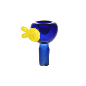 14mm Male Goldfish Herb Slide in Borosilicate Glass, Front View on White Background