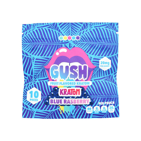 GOO'D Gush Blue Raspberry Kratom Gummies 200mg 10-Pack Front View
