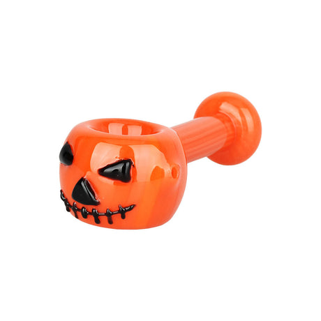 4" Gourd To See You Glass Spoon Pipe, Clear Borosilicate with Halloween Design, Side View