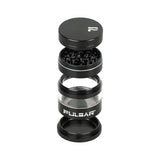 Pulsar Solid Top Side Window Grinder, 4pc, 2.5" Black Aluminum, Front View on White Background