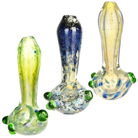Granite Frit Glass Hand Pipes with Marbles in various colors, compact 4.5" design for dry herbs