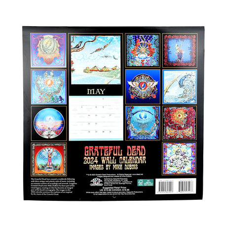 Grateful Dead 2024 Wall Calendar back view featuring vibrant artwork by Mike DuBois