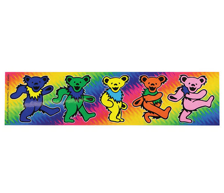 Grateful Dead Dancing Bear Bumper Sticker, Colorful Tie-Dye Background, 8" Length