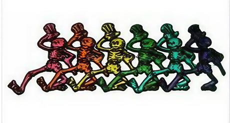 Grateful Dead Dancing Skeletons Patch in Rainbow Colors, 9.5" x 3" Novelty Gift