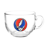 Grateful Dead Glass Soup Mug - 22oz Clear Glass with Iconic Logo - Front View