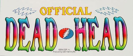 Grateful Dead "Official Dead Head" colorful sticker, size 2.5" x 5.75", front view on white background