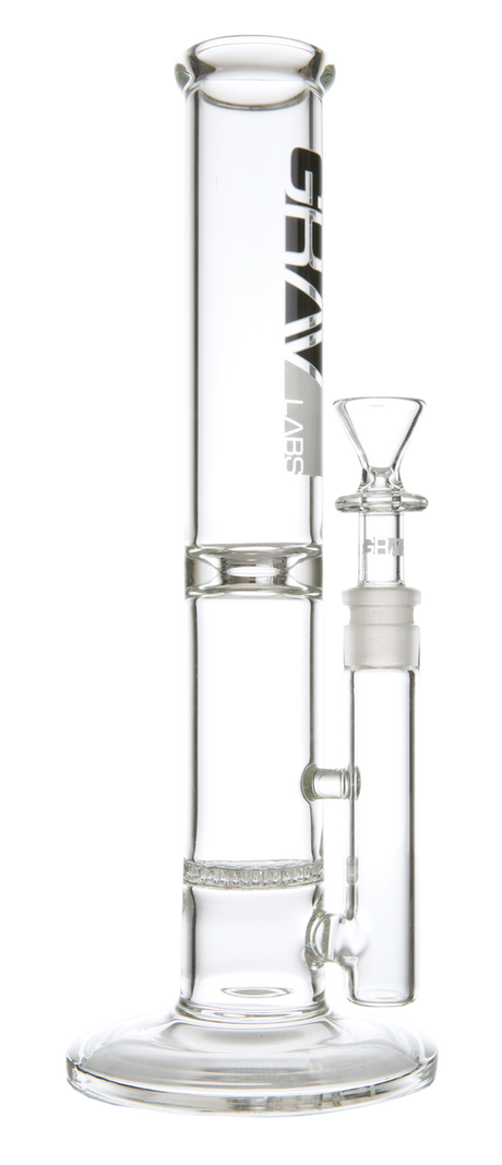 GRAV 12" Straight Water Pipe with Honeycomb Disc Perc - Clear Borosilicate Glass