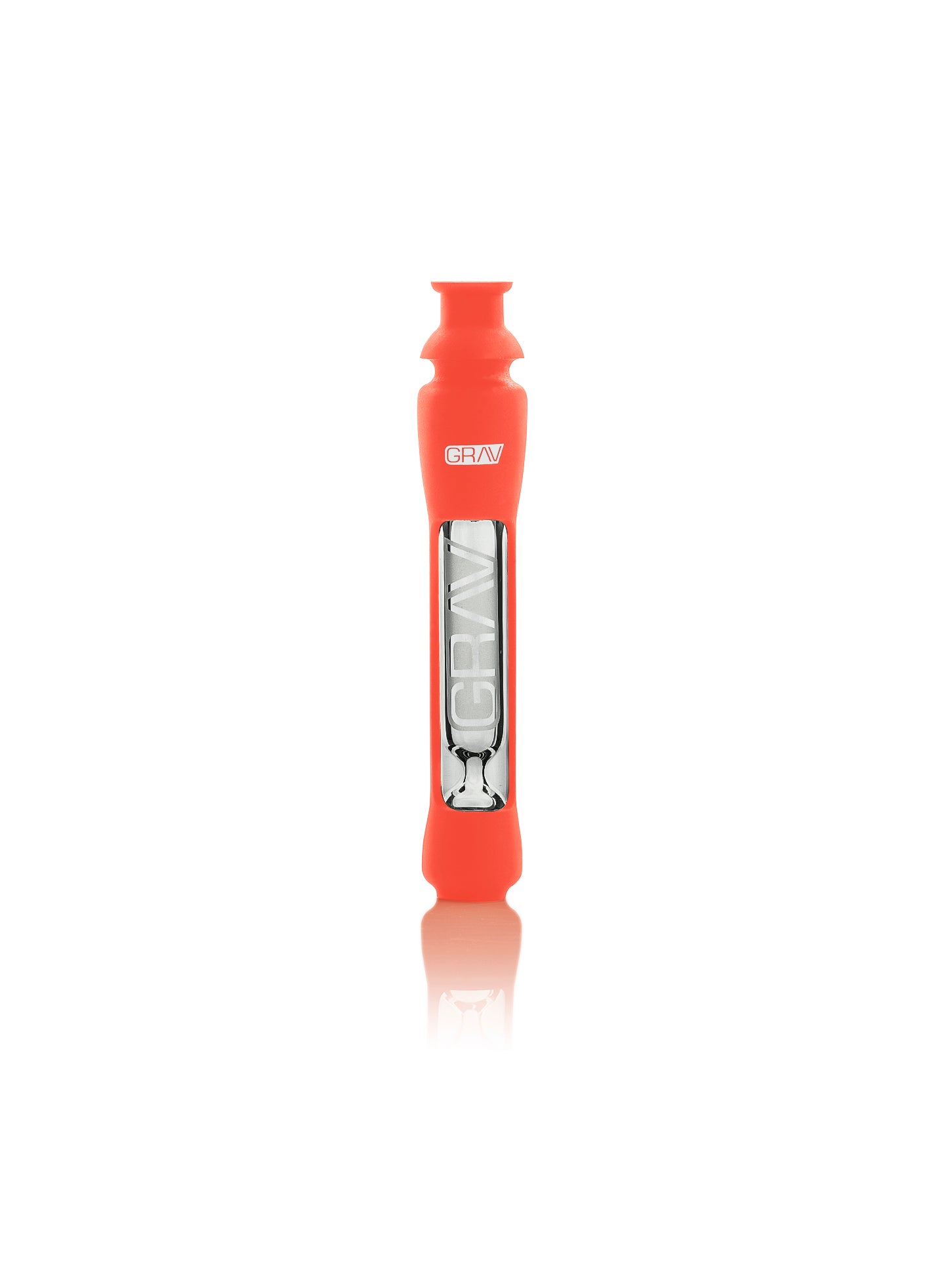 GRAV 12mm Taster with Scarlet Orange Silicone Skin - Front View on White Background