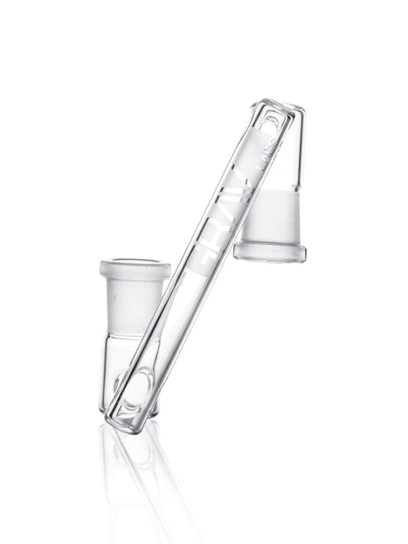 GRAV 14mm Female to Female Drop Down Adapter in Clear Borosilicate Glass, 90 Degree Angle