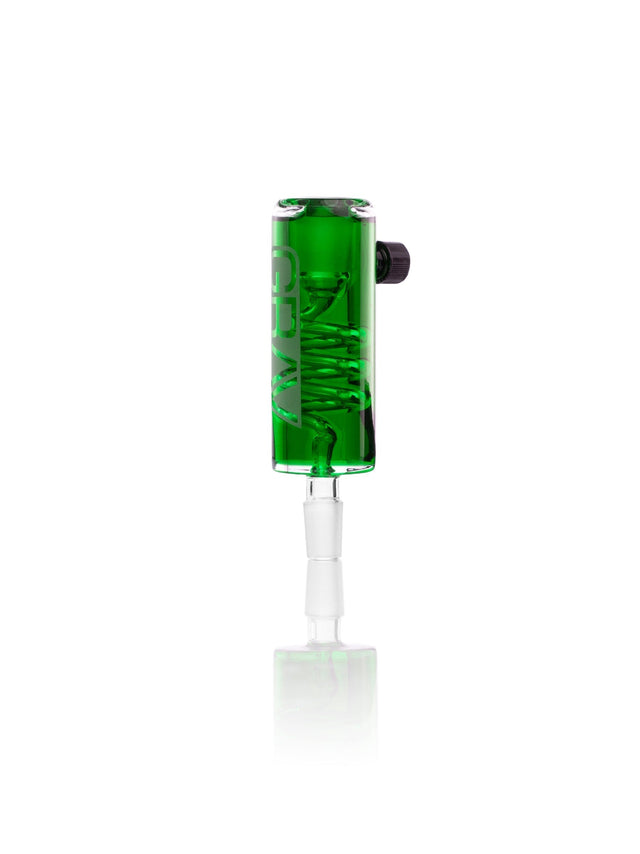 GRAV 14mm Glycerin Chiller Attachment in Green, Front View on Seamless White Background