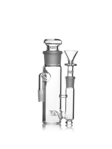 GRAV 14mm Phoenix 90° Ash Catcher with clear borosilicate glass, front view on white background
