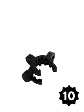 Pack of 10 GRAV 14mm Plastic Joint Clamps in Assorted Colors displayed on white background