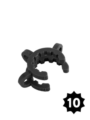 GRAV 34mm Plastic Joint Clamp in Assorted Colors, 10 Pack, Front View on Seamless White
