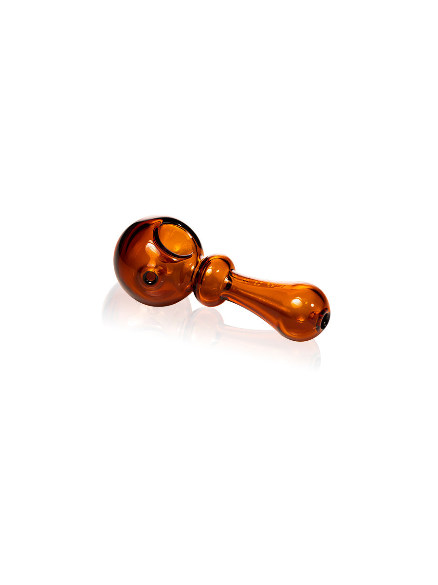 GRAV Bauble Spoon Hand Pipe in Amber, Heavy Wall Borosilicate Glass for Dry Herbs - Side View