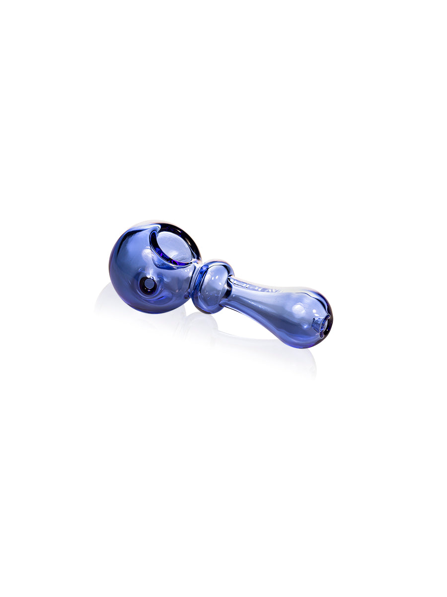 GRAV Bauble Spoon in Blue - Heavy Wall Borosilicate Glass Hand Pipe for Dry Herbs, Side View