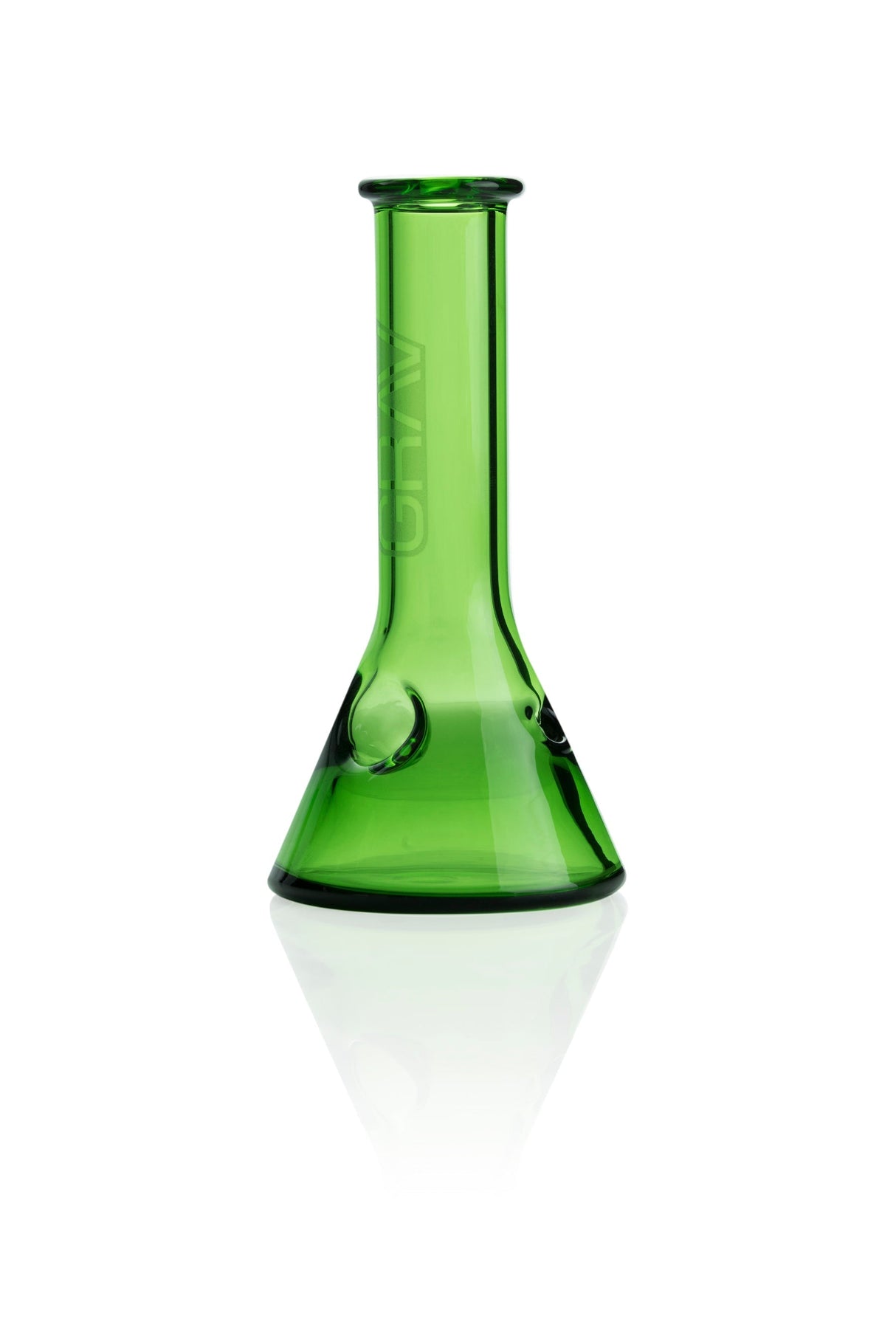 GRAV Beaker Spoon in Green - Borosilicate Glass Hand Pipe for Dry Herbs, Front View