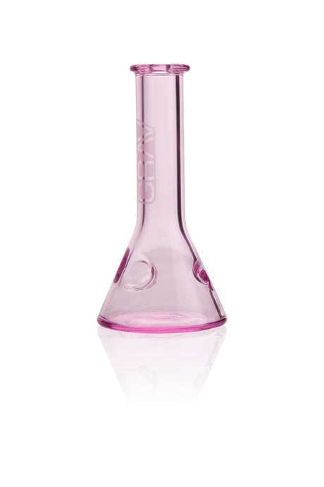 GRAV Beaker Spoon Pipe in Pink, Borosilicate Glass, 4" Compact Design, Front View on White Background