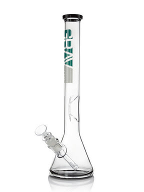 GRAV Beaker Bong with Black Accents and Geometric Ice Pinch, 16" Front View