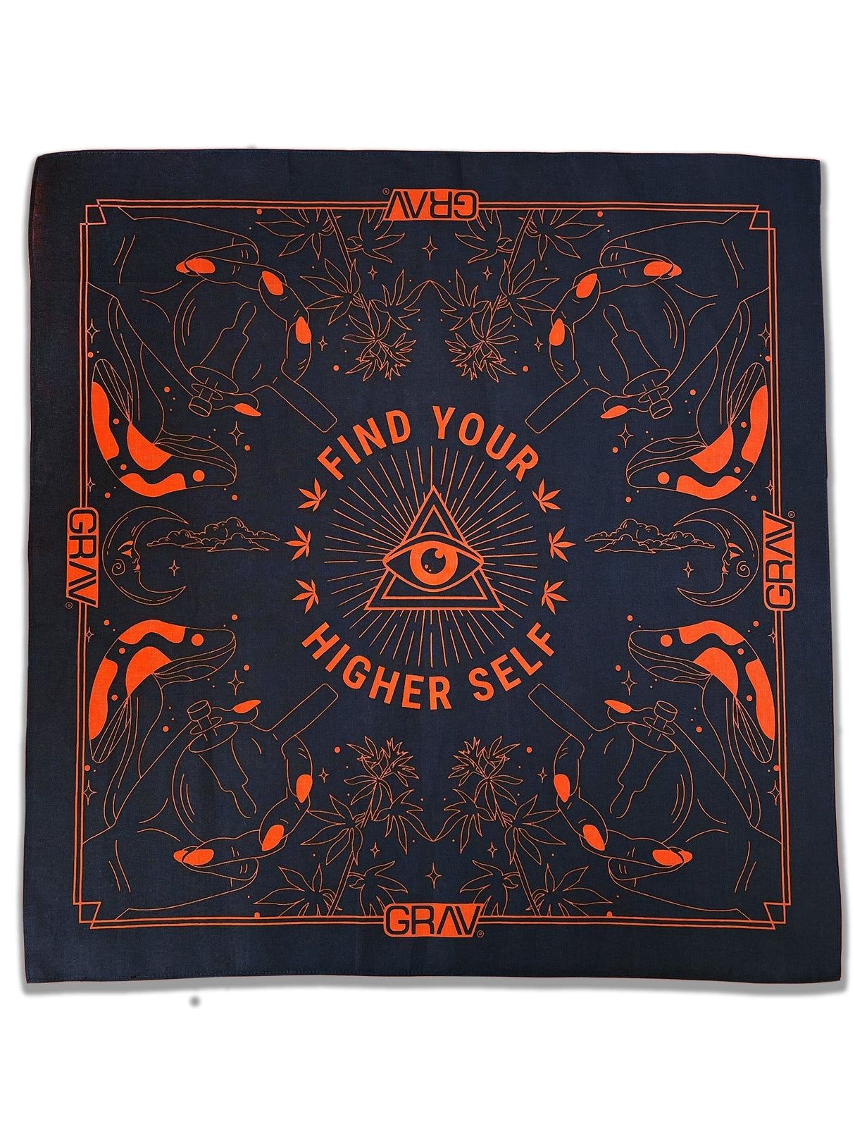 GRAV Bong Promo Bandana with 'Find Your Higher Self' Motif