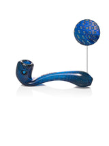 GRAV Classic Sherlock Hand Pipe in Blue - Bubble Trap Design with Magnified Pattern Detail