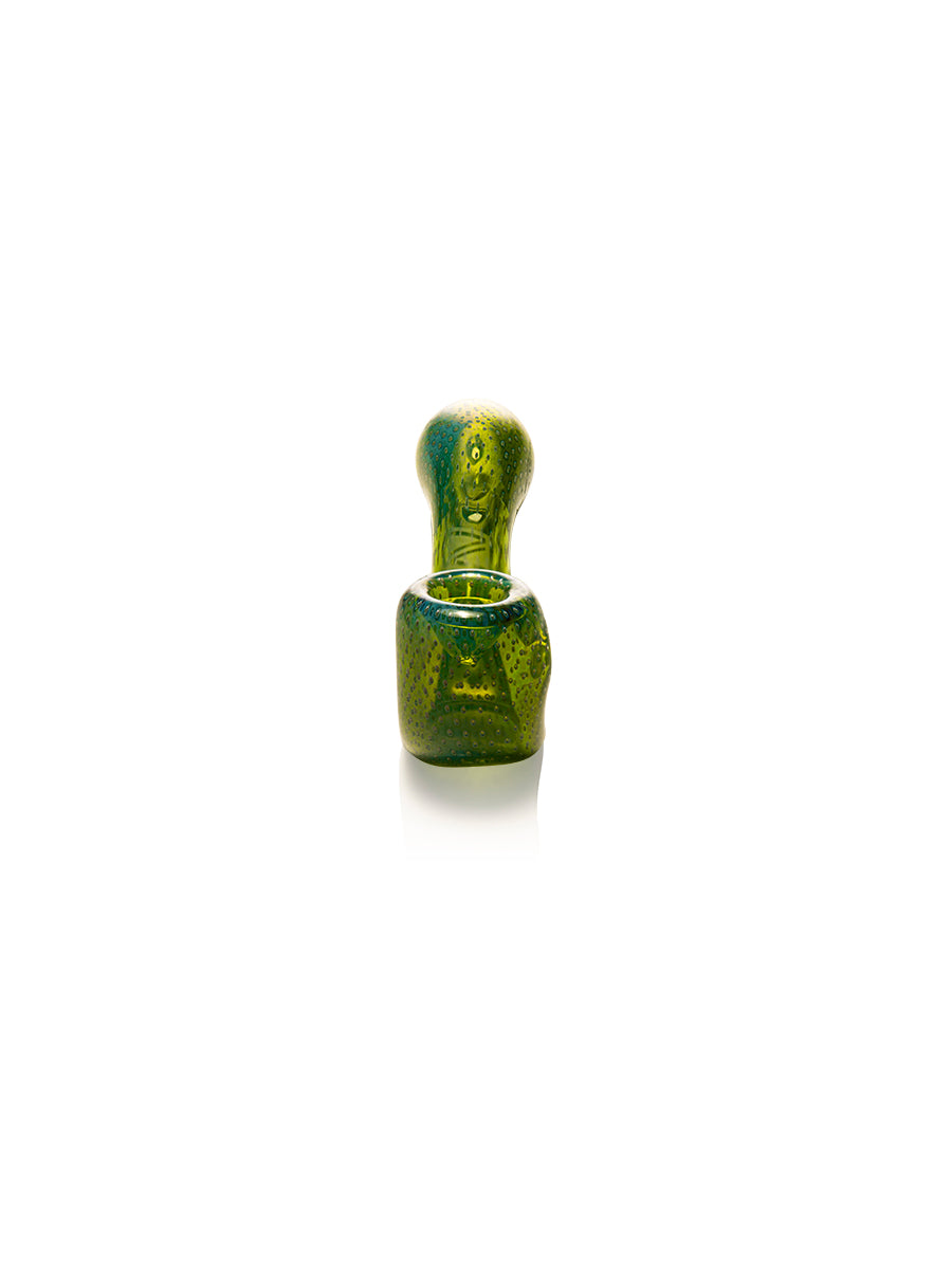 GRAV Classic Sherlock Hand Pipe in Bubble Trap Green Design, Compact 6" Size for Dry Herbs, Front View